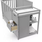 Lit de bébé et table à langer transformables 5-en-1 avec tiroir, mobilier de chambre de bébé de style rustique
