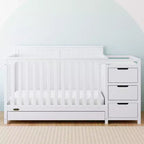 Lit de bébé et table à langer transformables 5-en-1 avec tiroir, mobilier de chambre de bébé de style rustique