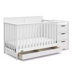 Lit de bébé et table à langer transformables 5-en-1 avec tiroir, mobilier de chambre de bébé de style rustique