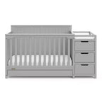 Lit de bébé et table à langer transformables 5-en-1 avec tiroir, mobilier de chambre de bébé de style rustique