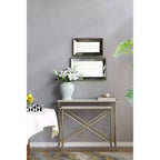 Miroir mural rectangulaire 20 x 12 pouces en argent antique avec accents floraux
