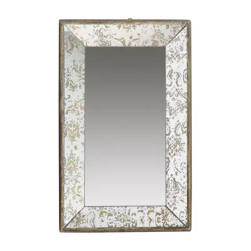 Miroir mural rectangulaire 20 x 12 pouces en argent antique avec accents floraux
