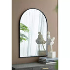 24 x 36 Inch Black Arched Wall Mirror with Metal Frame