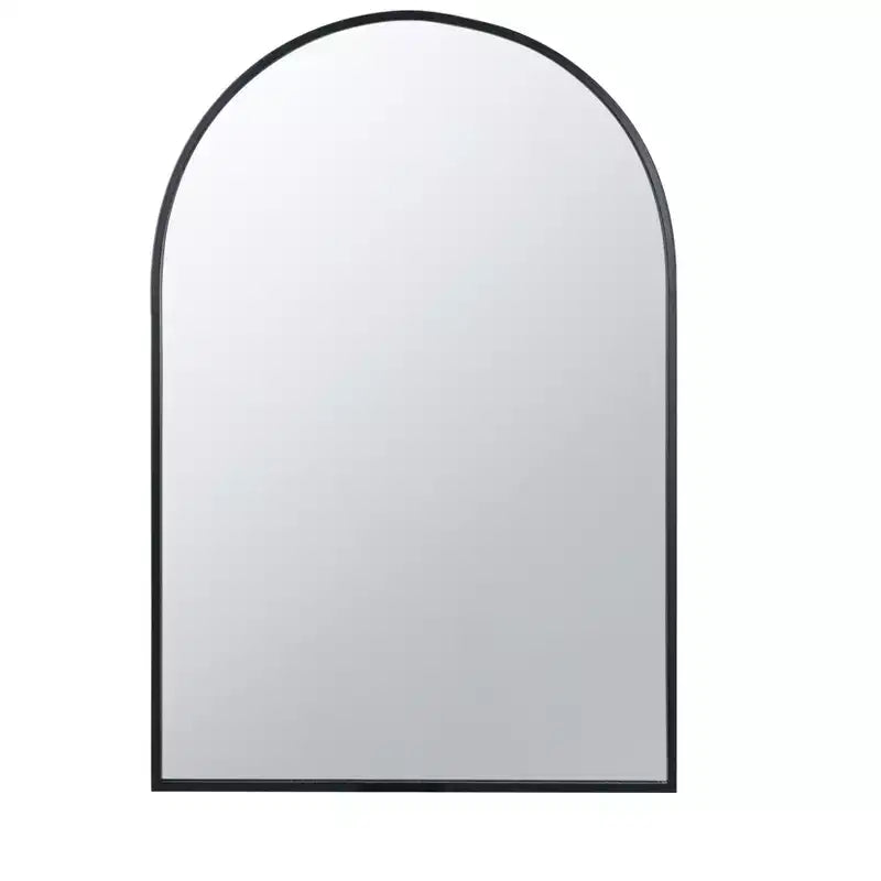Miroir mural arqué noir de 24 x 36 pouces avec cadre en métal