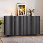 Meuble buffet de rangement, buffet avec grand espace de rangement, buffet de rangement credenza à 4 portes cannelées avec étagères réglables