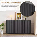 Meuble buffet de rangement, buffet avec grand espace de rangement, buffet de rangement credenza à 4 portes cannelées avec étagères réglables