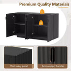 Meuble buffet de rangement, buffet avec grand espace de rangement, buffet de rangement credenza à 4 portes cannelées avec étagères réglables