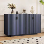 Meuble buffet de rangement, buffet avec grand espace de rangement, buffet de rangement credenza à 4 portes cannelées avec étagères réglables