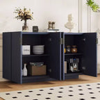 Meuble buffet de rangement, buffet avec grand espace de rangement, buffet de rangement credenza à 4 portes cannelées avec étagères réglables