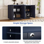 Meuble buffet de rangement, buffet avec grand espace de rangement, buffet de rangement credenza à 4 portes cannelées avec étagères réglables