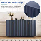 Meuble buffet de rangement, buffet avec grand espace de rangement, buffet de rangement credenza à 4 portes cannelées avec étagères réglables