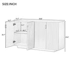 Meuble buffet de rangement, buffet avec grand espace de rangement, buffet de rangement credenza à 4 portes cannelées avec étagères réglables