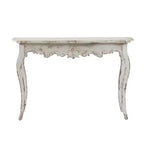 Console étroite blanchie à la chaux pour couloir et salon 46x16.5x30