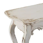 Console étroite blanchie à la chaux pour couloir et salon 46x16.5x30