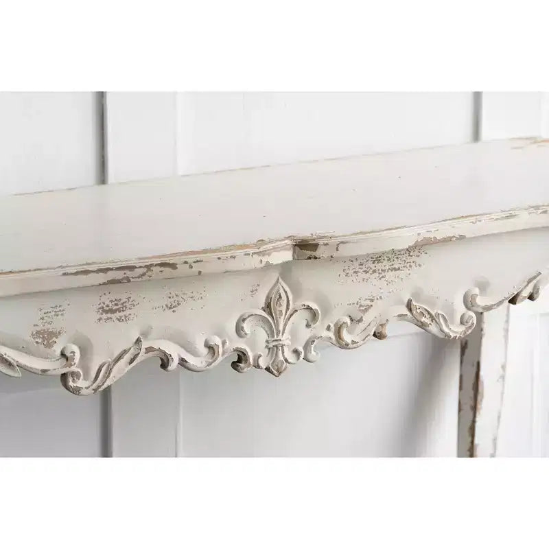 Console étroite blanchie à la chaux pour couloir et salon 46x16.5x30