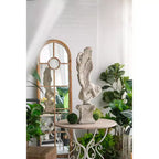 Table ronde en bois avec pieds en métal ouvragé finition blanche 31,5x31,5