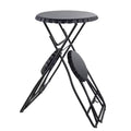 Black Stowable Side Table with Two Seats 57.5x23.6x39.8