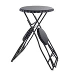 Black Stowable Side Table with Two Seats 57.5x23.6x39.8