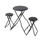 Table d'appoint noire escamotable avec deux sièges 57,5x23,6x39,8