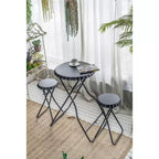 Table d'appoint noire escamotable avec deux sièges 57,5x23,6x39,8