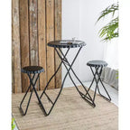 Table d'appoint noire escamotable avec deux sièges 57,5x23,6x39,8