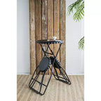 Table d'appoint noire escamotable avec deux sièges 57,5x23,6x39,8