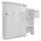 Lit escamotable Queen Size avec étagères de rangement multiples et décoration à persiennes