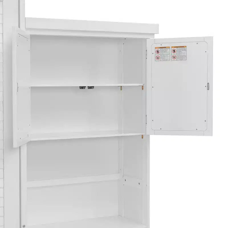 Lit escamotable Queen Size avec étagères de rangement multiples et décoration à persiennes