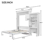 Lit escamotable Queen Size avec étagères de rangement multiples et décoration à persiennes