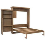 Lit escamotable Queen Size avec étagères de rangement multiples et décoration à persiennes