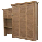 Lit escamotable Queen Size avec étagères de rangement multiples et décoration à persiennes