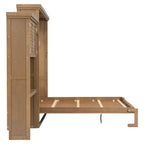 Lit escamotable Queen Size avec étagères de rangement multiples et décoration à persiennes