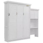 Lit escamotable Queen Size avec étagères de rangement multiples et décoration à persiennes