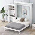 Whisen Queen Size Murphy Bed with Multiple Storage Shelves and Louvered Style Decoration