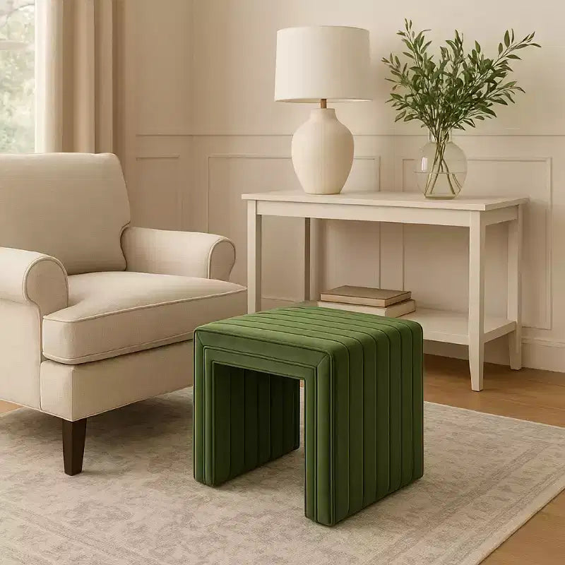 Petit Pouf Moderne Rectangulaire, Repose-pieds Rembourré, Tabouret de Maquillage pour Chambre à Coucher, Salon