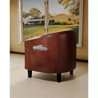 Fauteuils d'appoint en similicuir - Lot de 2 fauteuils baril pour salon/chambre/salle de lecture