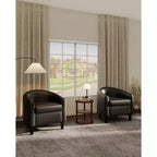 Fauteuils d'appoint en similicuir - Lot de 2 fauteuils baril pour salon/chambre/salle de lecture
