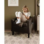 Fauteuils d'appoint en similicuir - Lot de 2 fauteuils baril pour salon/chambre/salle de lecture