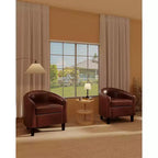 Fauteuils d'appoint en similicuir - Lot de 2 fauteuils baril pour salon/chambre/salle de lecture
