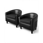 Faux Leather Accent Chairs  Set of 2 Barrel Chairs for Living Room/Bedroom/Reading Room