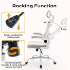 Chaise de bureau ergonomique, chaise de bureau d'ordinateur confortable avec accoudoirs relevables, chaise de jeu confortable avec support lombaire pour chambre à coucher, bureau, étudiant, siège large