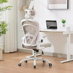 Chaise de bureau ergonomique, chaise de bureau d'ordinateur confortable avec accoudoirs relevables, chaise de jeu confortable avec support lombaire pour chambre à coucher, bureau, étudiant, siège large