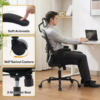 Chaise de bureau ergonomique, chaise de bureau d'ordinateur confortable avec accoudoirs relevables, chaise de jeu confortable avec support lombaire pour chambre à coucher, bureau, étudiant, siège large