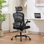 Chaise de bureau ergonomique, chaise de bureau d'ordinateur confortable avec accoudoirs relevables, chaise de jeu confortable avec support lombaire pour chambre à coucher, bureau, étudiant, siège large