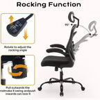 Chaise de bureau ergonomique, chaise de bureau d'ordinateur confortable avec accoudoirs relevables, chaise de jeu confortable avec support lombaire pour chambre à coucher, bureau, étudiant, siège large