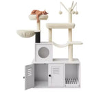 Cat Litter Box Cabinet 81 with Cat Tree (PB Board + Plush)