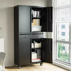 Garage Storage Cabinet, 73 Inch Metal with 2 Drawers, Heavy Duty Tool Cabinet with Locking Doors and Adjustable Shelves