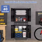 Armoire de rangement de garage en métal de 73 pouces avec 2 tiroirs, armoire à outils robuste avec portes verrouillables et étagères réglables