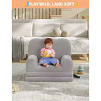 Canapé 2-en-1 pour enfants Canapé confortable Fauteuil long Canapé en mousse souple Cadeau pour garçons et filles