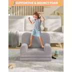 Canapé 2-en-1 pour enfants Canapé confortable Fauteuil long Canapé en mousse souple Cadeau pour garçons et filles